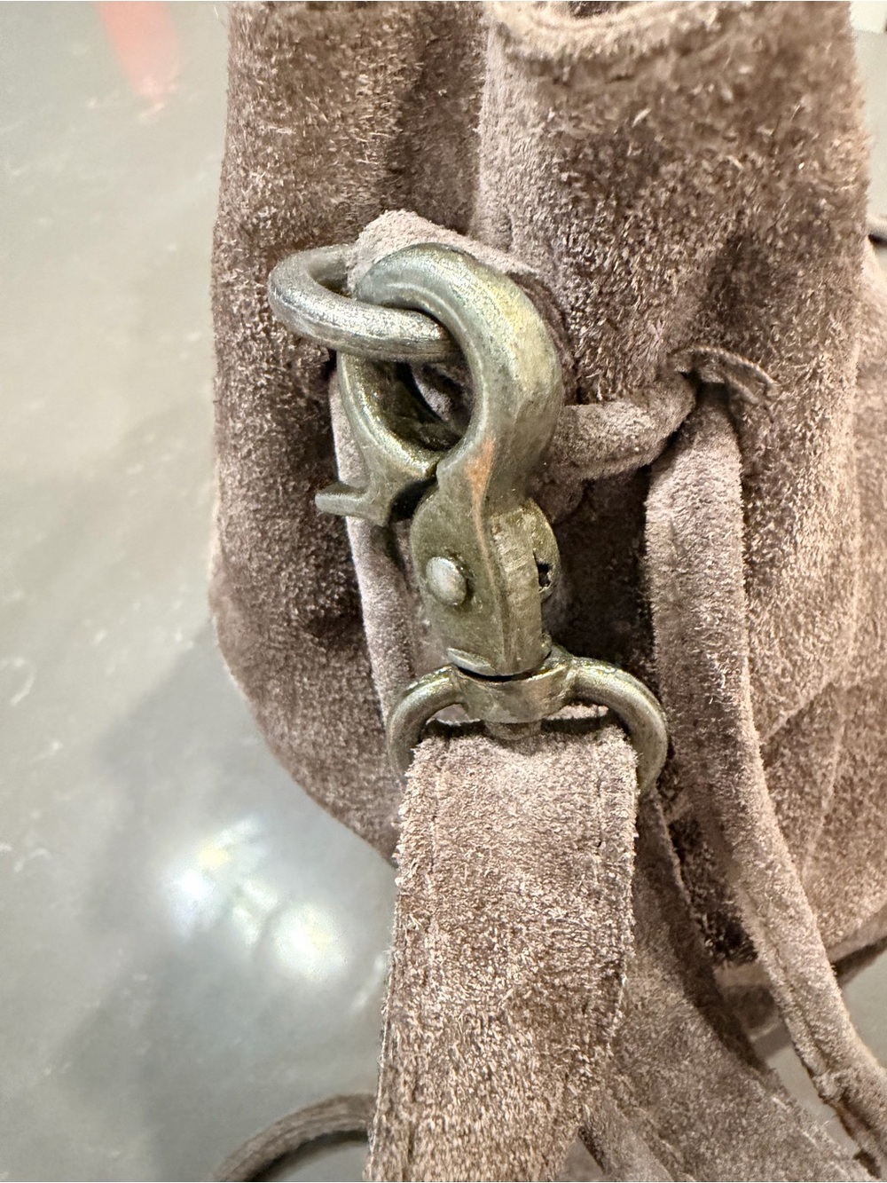 Free People Taupe Suede Drawstring Crossbody - Picture 7 of 7